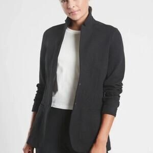 Athleta Venice Blazer Dark Heather Grey 8 Stretch Single Breasted